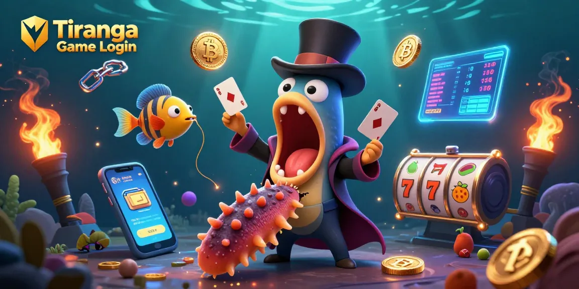 Tiranga Game Login features a vibrant underwater casino scene with unique sea characters performing card tricks and dynamic game elements.