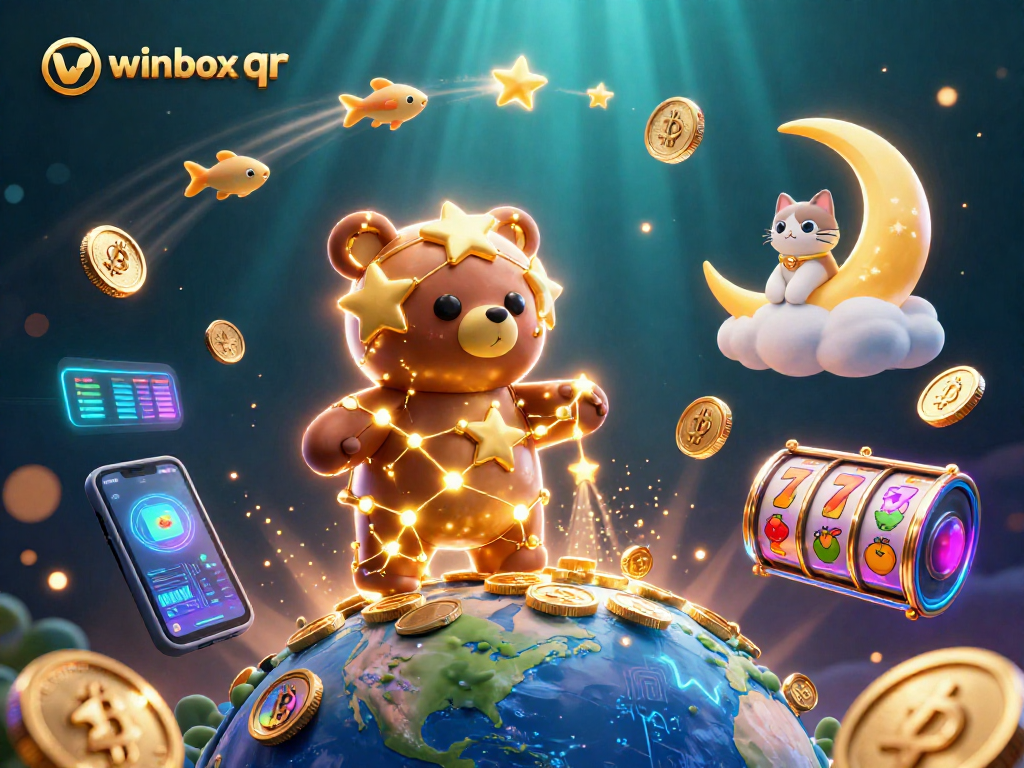 Enhance your gaming experience with winbox qr's vibrant illustration of casino elements and crypto.