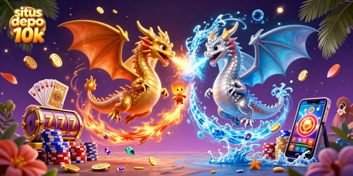 Spin and win on situs depo 10k as vibrant dragons and slot reels create an enchanting gaming experience.