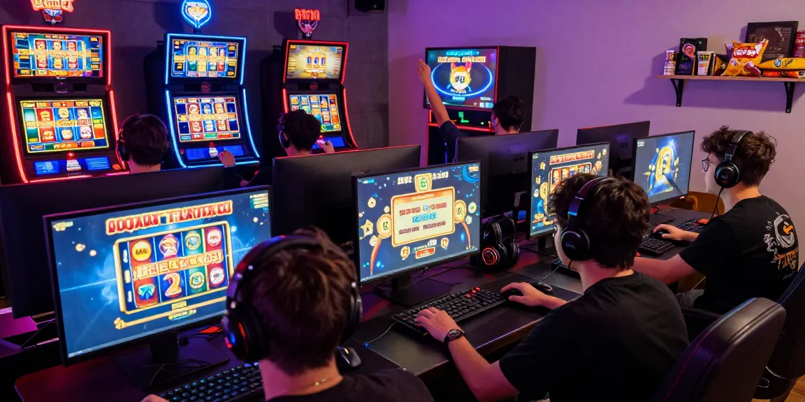 Players enjoying engaging slot gacor games in a vibrant online gaming setup, celebrating wins and immersive experiences.