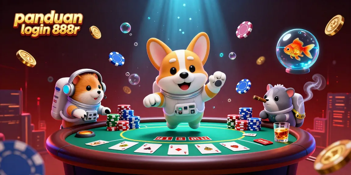 Experience the excitement with panduan login 888r while floating in a vibrant casino scene.