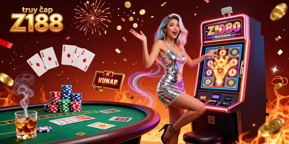 Experience thrilling gameplay and jackpots while truy cập Z188, featuring an excited Asian woman at the slot machine.