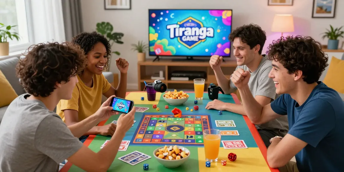 Tiranga Game Login scene showcasing friends engaging in vibrant online gaming session together, celebrating wins in a lively modern setting.
