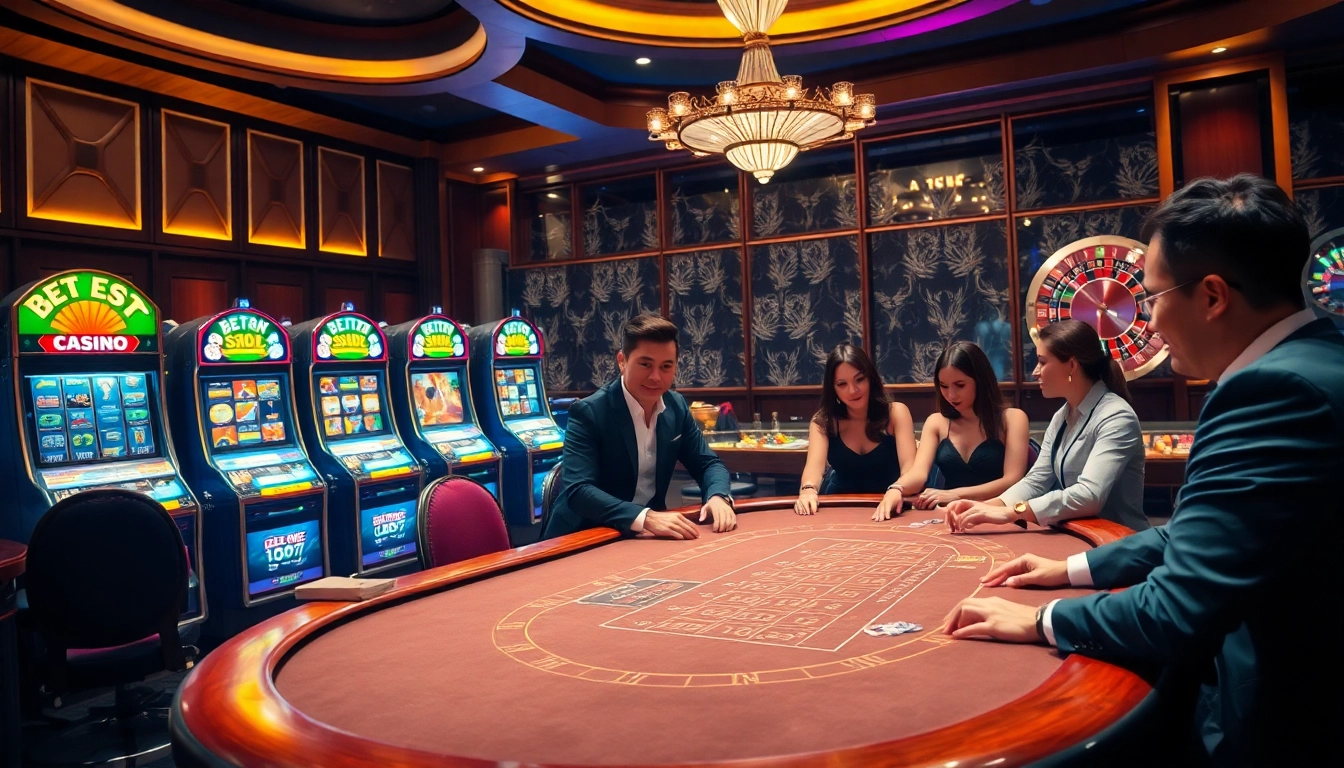Engaged players at a poker table in a luxurious casino at https://lc88pro.com/, highlighting the excitement of high-stakes gaming.