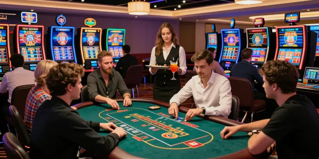 Engaging scene of players at nejlepsi online casino enjoying various games in an exciting atmosphere.