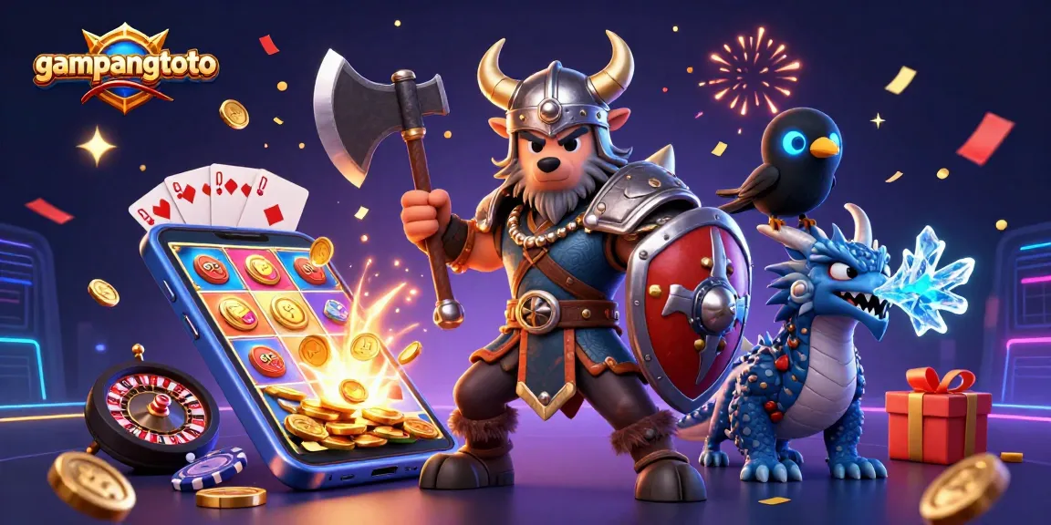 Engage with the exciting world of gampangtoto through this vivid, dynamic casino illustration featuring thrilling gaming elements.