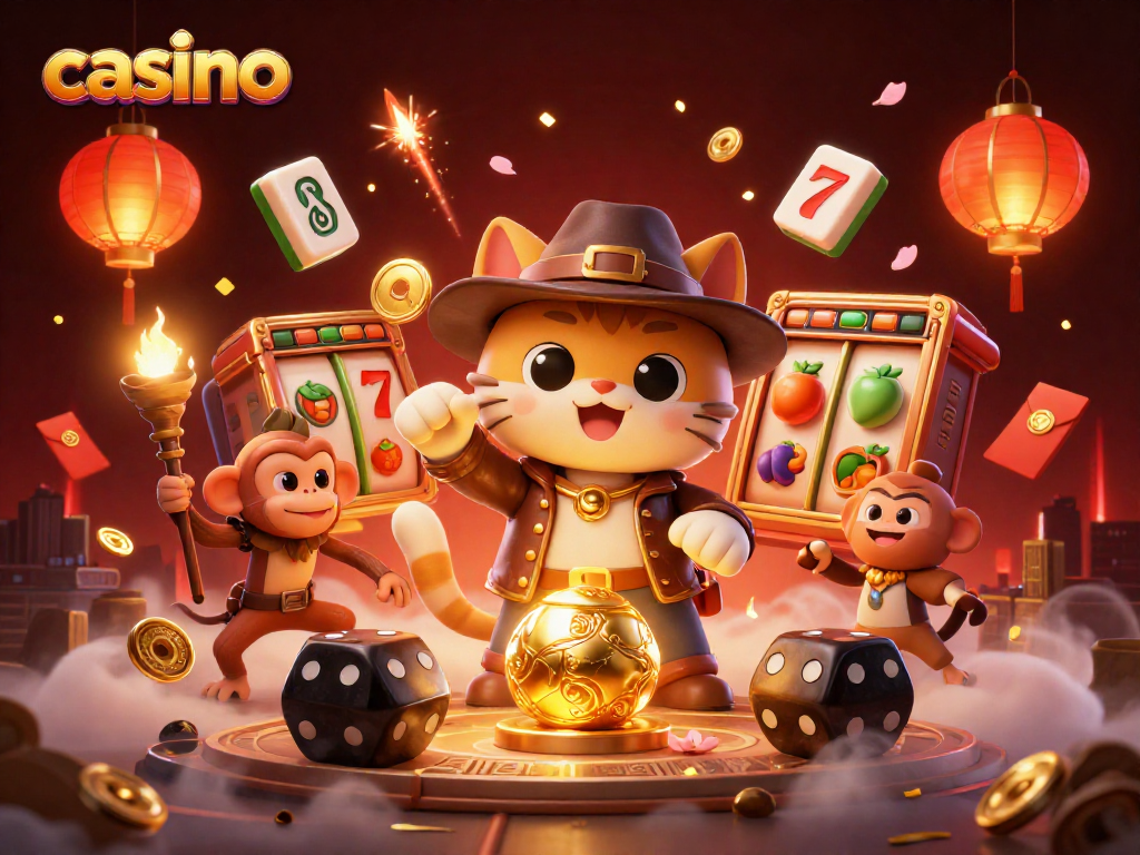Uncovering a golden casino artifact alongside captivating slot symbols in a dynamic 3D scene.