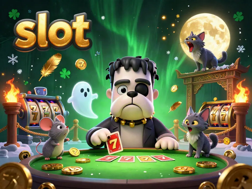 Join the fun at this thrilling slot adventure featuring a Frankenstein bulldog monster and a werewolf kitten!