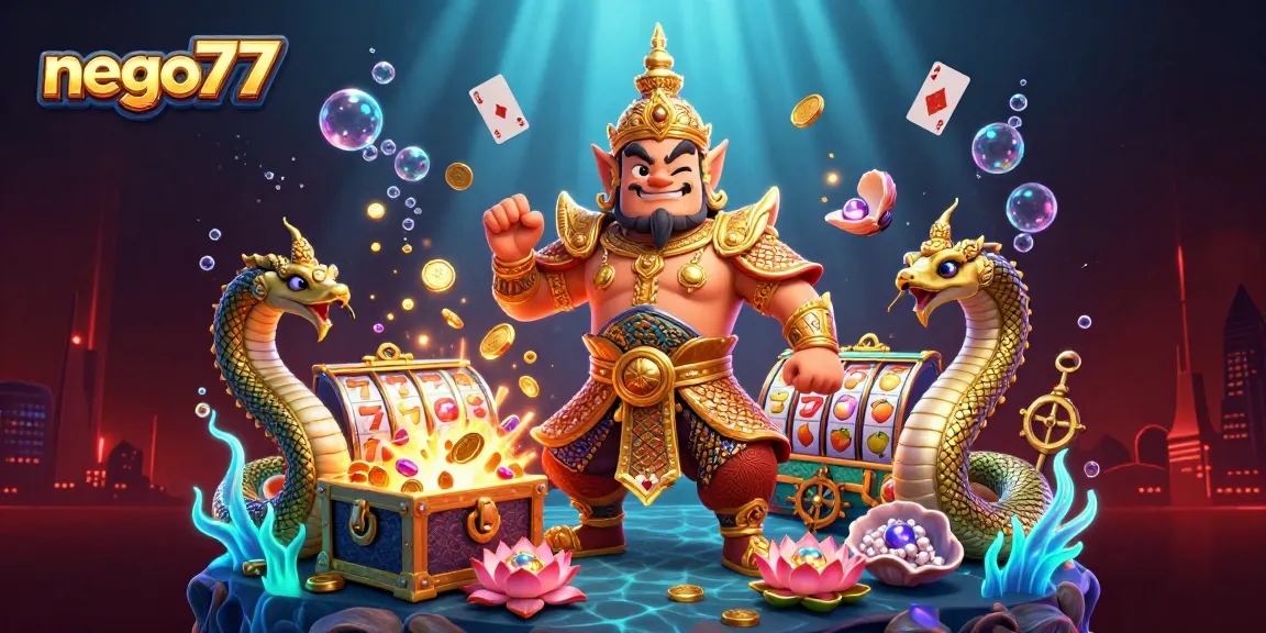Experience the exciting slots at nego77 with vibrant reels, golden treasures, and immersive casino elements.