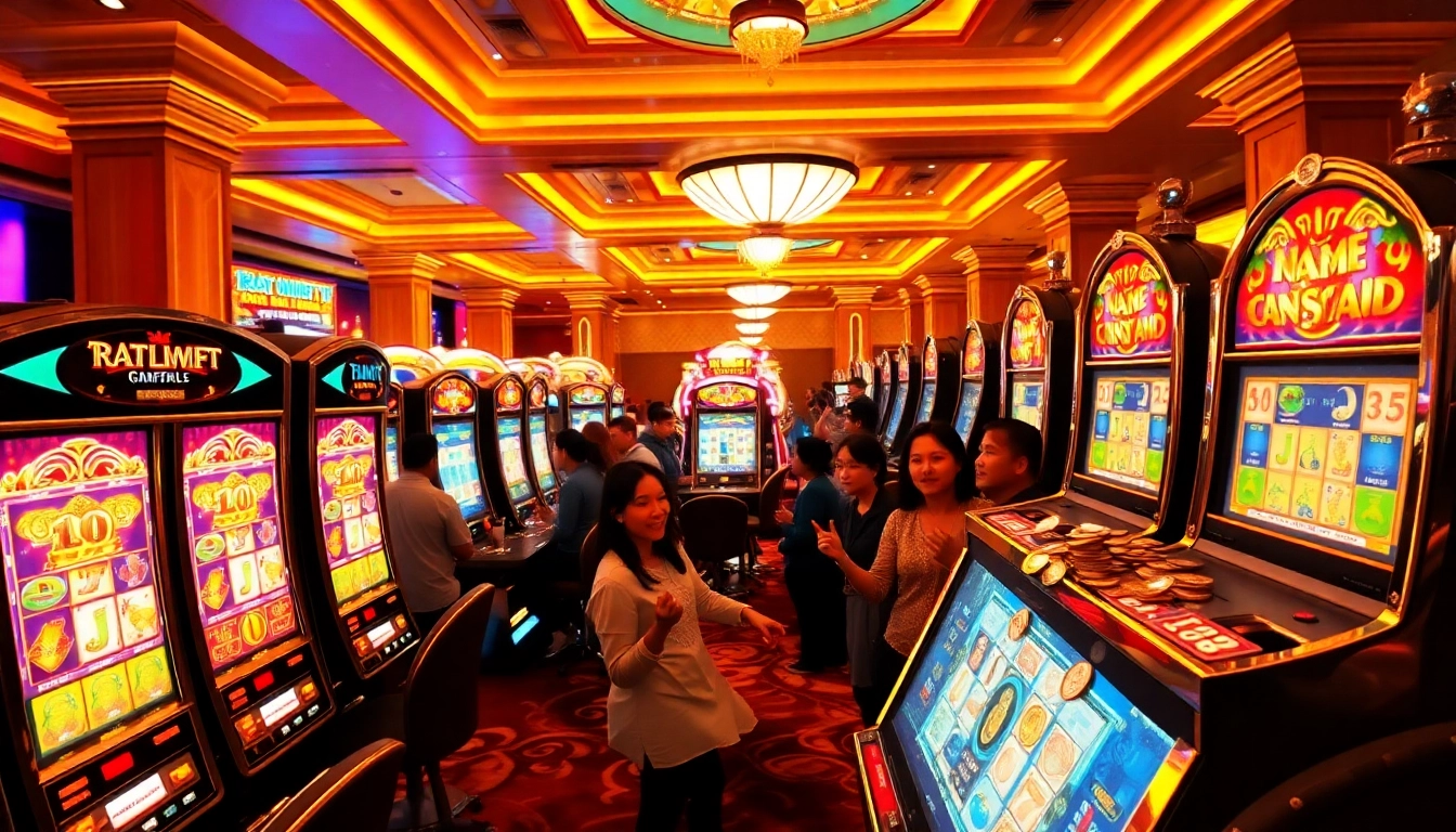 Experience the thrill of winning at slot gacor hari ini with vibrant slot machines and excited players.