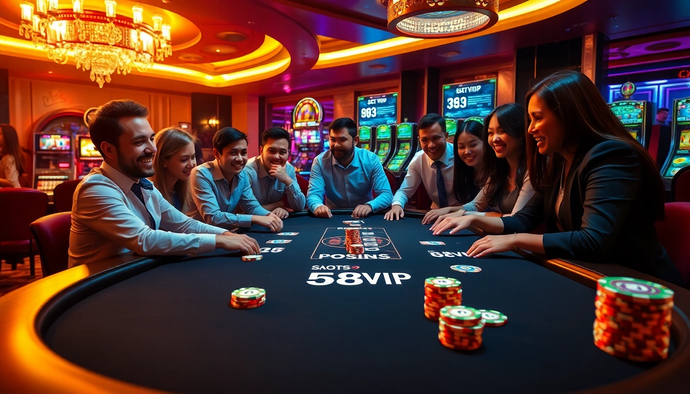 Join the excitement at 68VIP with professional gamblers at a vibrant poker table.