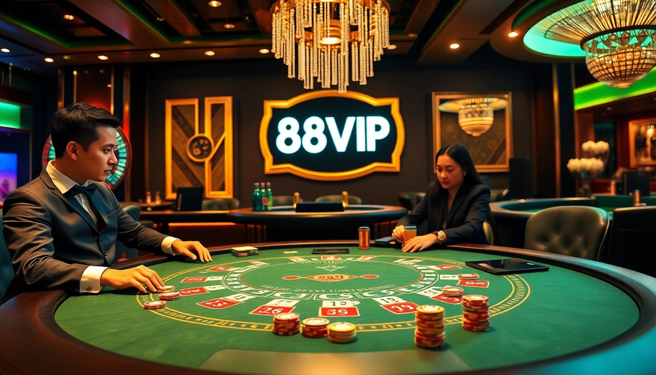 Experience the luxury of 68VIP with dynamic blackjack tables and elite gambling decor.